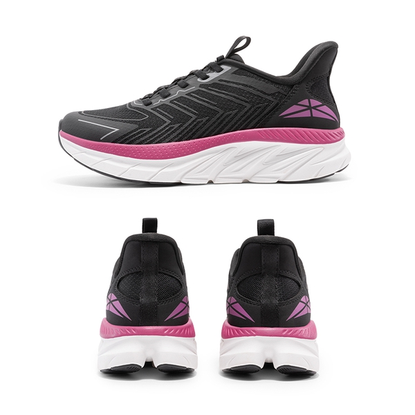 [AllSwifit 2.0] Women's Slip On Walking Sneakers - BLACK/FUCHSIA - 5